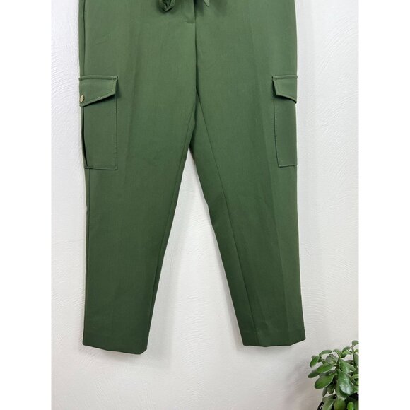 Loft Womens Olive Cargo Cropped Pants With Tie Waist Size 6 Career Utility NWT - Picture 3 of 9